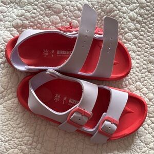 Birkenstock Kids Pink and Light Blue Sandals,Size 34